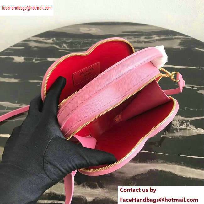 Prada Saffiano Leather Heart Odette Bag 1BH144 Pink 2020