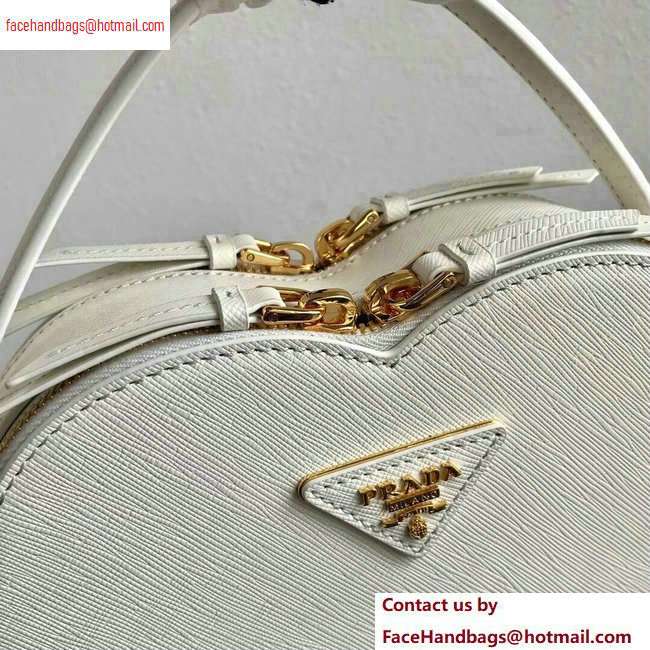 Prada Saffiano Leather Heart Odette Bag 1BH144 White 2020