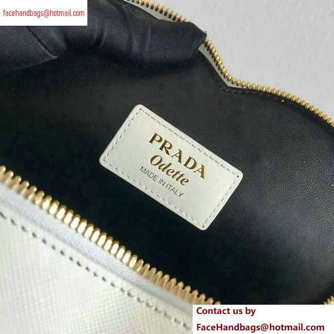 Prada Saffiano Leather Heart Odette Bag 1BH144 White 2020