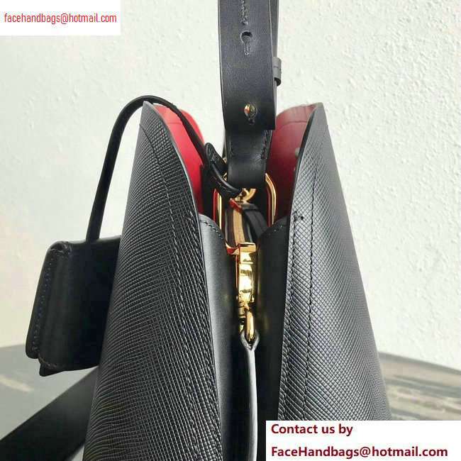 Prada Saffiano Leather Matinee Medium Handbag 1BA249 Black 2020