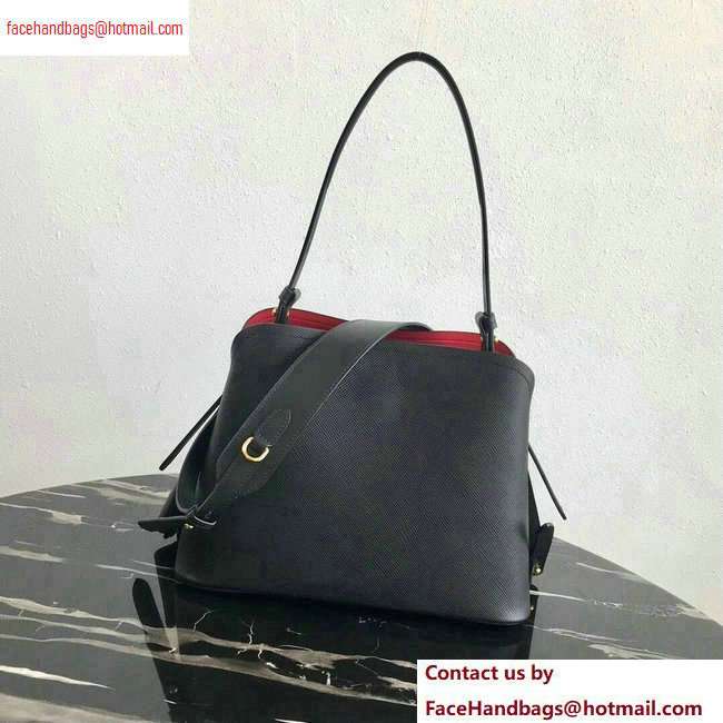 Prada Saffiano Leather Matinee Small Handbag 1BA251 Black 2020