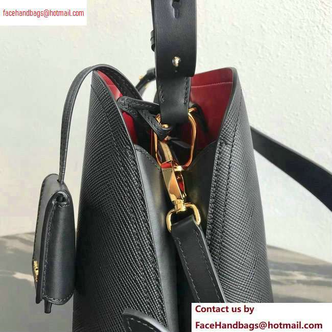 Prada Saffiano Leather Matinee Small Handbag 1BA251 Black 2020