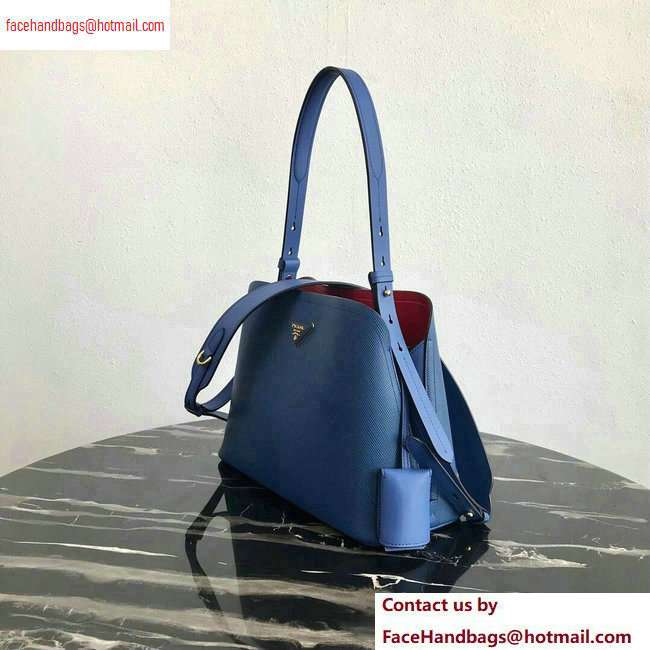 Prada Saffiano Leather Matinee Small Handbag 1BA251 Blue 2020