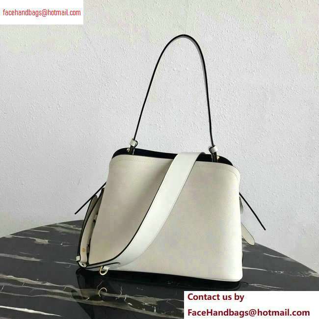 Prada Saffiano Leather Matinee Small Handbag 1BA251 White 2020