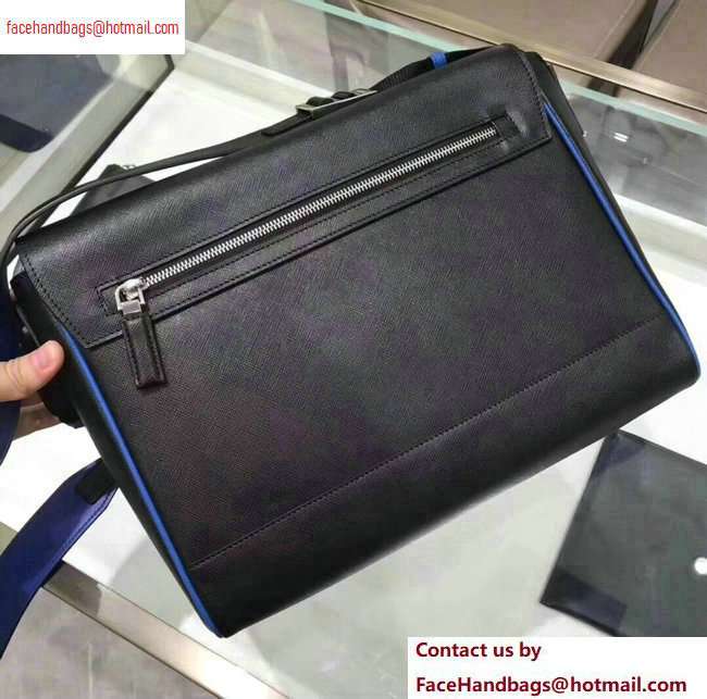 Prada Saffiano Leather Shoulder Bag 2VD018 Black/Blue 2020