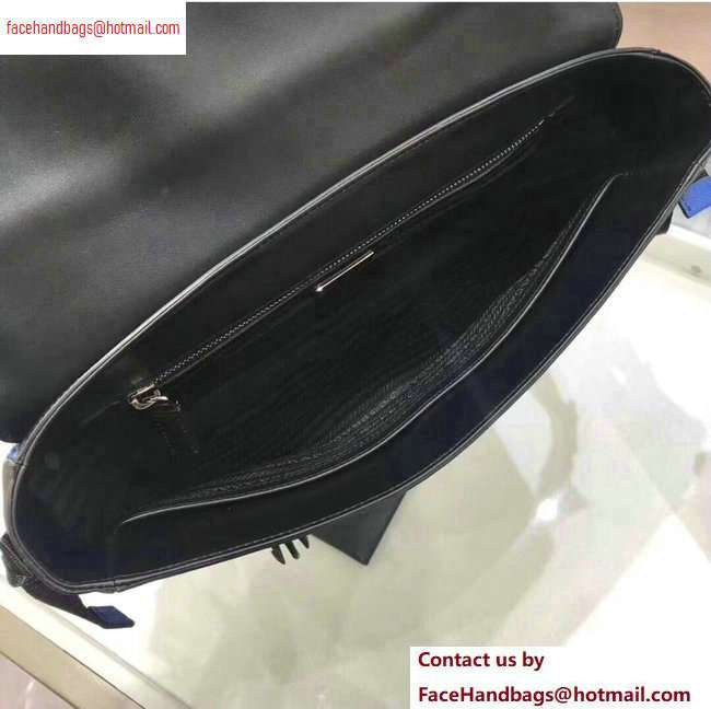 Prada Saffiano Leather Shoulder Bag 2VD018 Black/Blue 2020