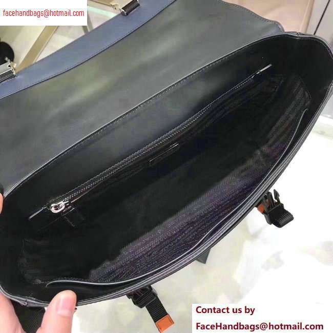 Prada Saffiano Leather Shoulder Bag 2VD018 Navy Blue/Orange 2020