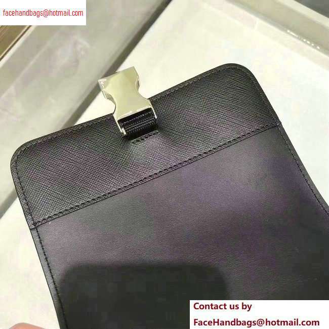 Prada Saffiano Leather Shoulder Bag 2VD019 Black/Blue 2020