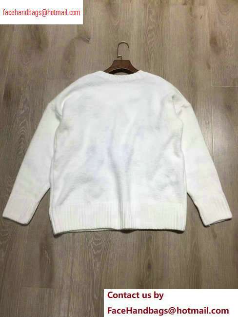 Saint Laurent Flower Knit Sweater White 2020 - Click Image to Close