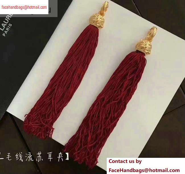 Saint Laurent Fringe Earrings Red - Click Image to Close