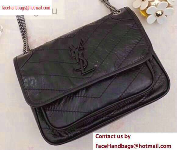 Saint Laurent Niki Baby Bag in Vintage Leather 533037 Black - Click Image to Close