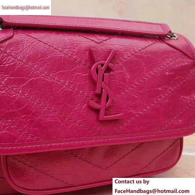 Saint Laurent Niki Baby Bag in Vintage Leather 533037 Fuchsia - Click Image to Close