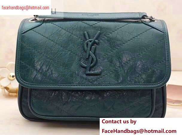 Saint Laurent Niki Baby Bag in Vintage Leather 533037 Green - Click Image to Close