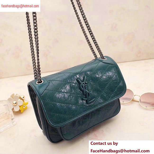 Saint Laurent Niki Baby Bag in Vintage Leather 533037 Green - Click Image to Close