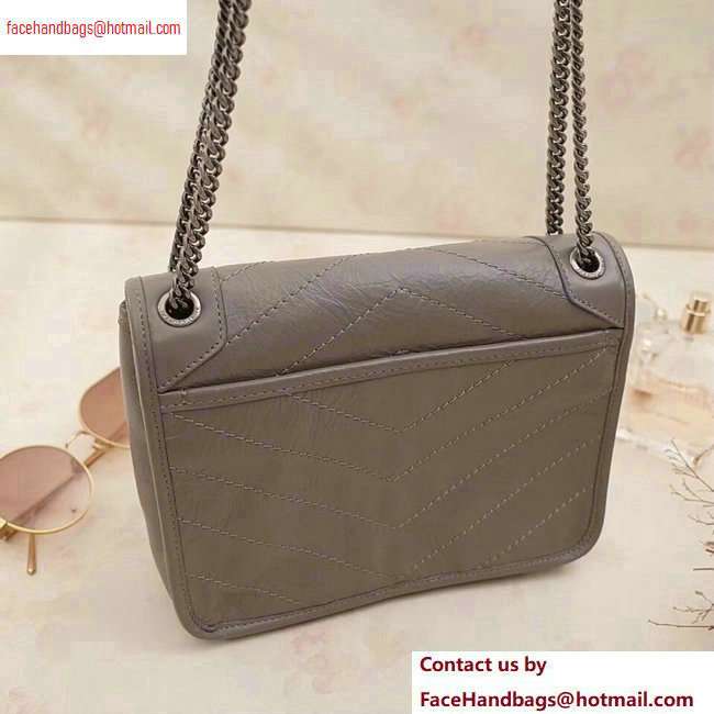 Saint Laurent Niki Baby Bag in Vintage Leather 533037 Light Gray - Click Image to Close