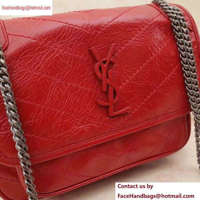 Saint Laurent Niki Baby Bag in Vintage Leather 533037 Red - Click Image to Close