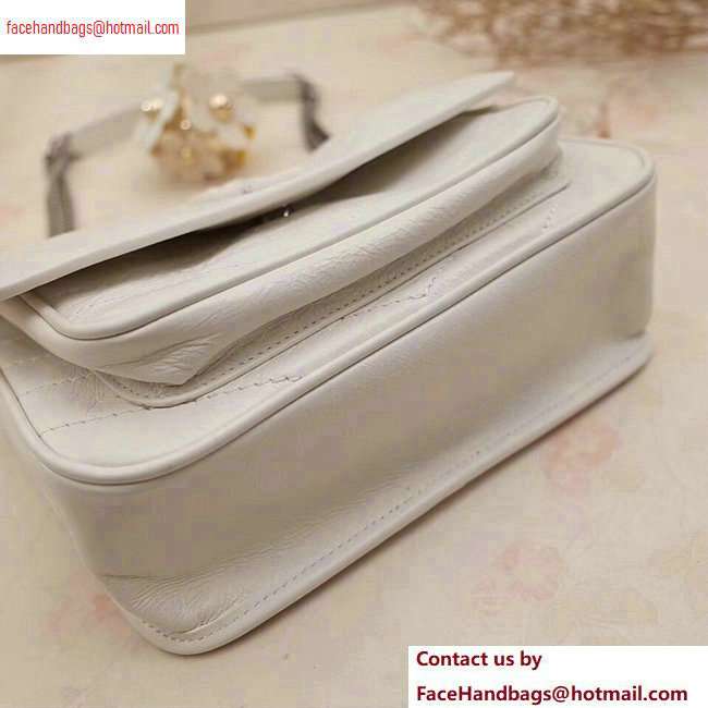 Saint Laurent Niki Baby Bag in Vintage Leather 533037 White - Click Image to Close