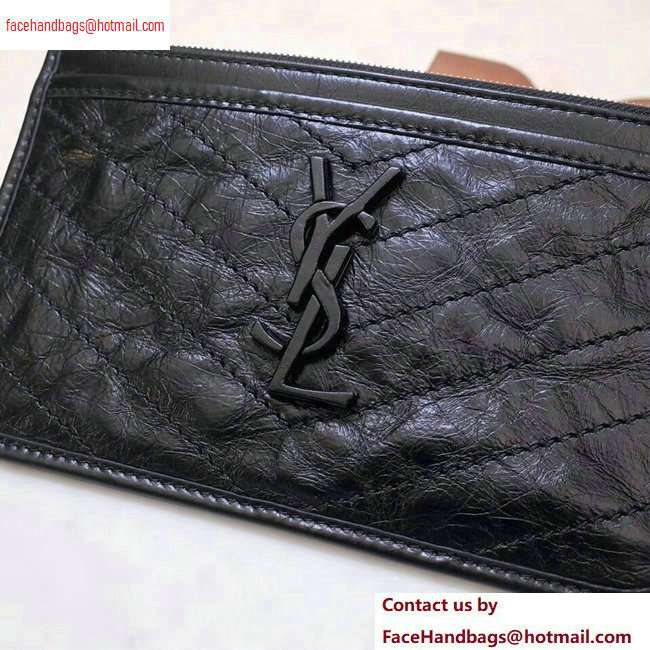 Saint Laurent Niki Bill Pouch Bag in Crinkled Vintage Leather 583577 Black - Click Image to Close