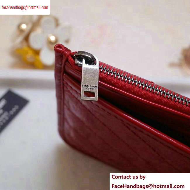Saint Laurent Niki Bill Pouch Bag in Crinkled Vintage Leather 583577 Red