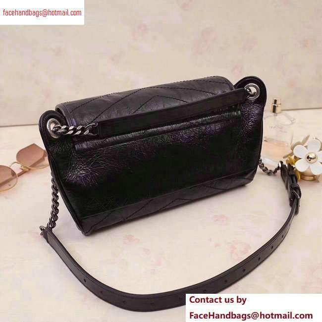 Saint Laurent Niki Body Bag in Crinkled Vintage Leather 577124 Black