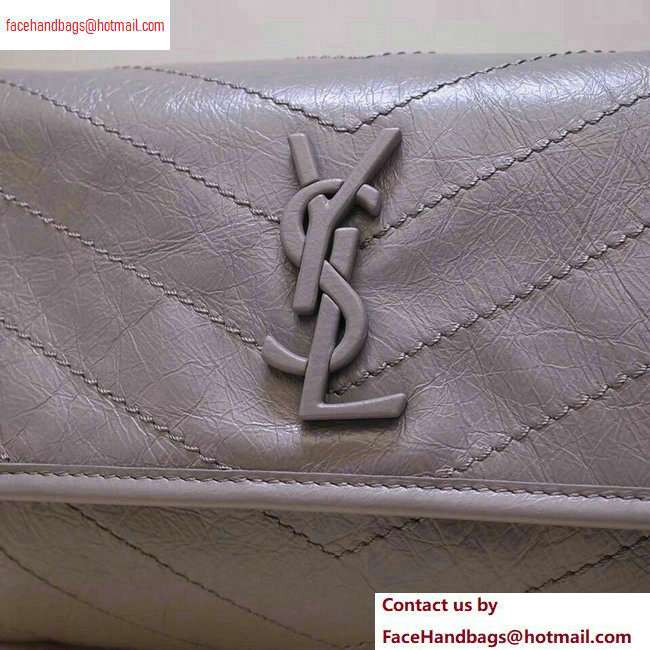 Saint Laurent Niki Body Bag in Crinkled Vintage Leather 577124 Light Gray - Click Image to Close