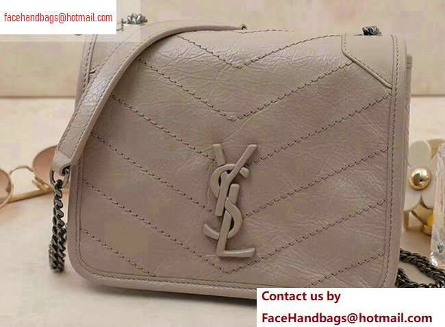 Saint Laurent Niki Chain Wallet Bag in Crinkled Vintage Leather 583103 Beige - Click Image to Close