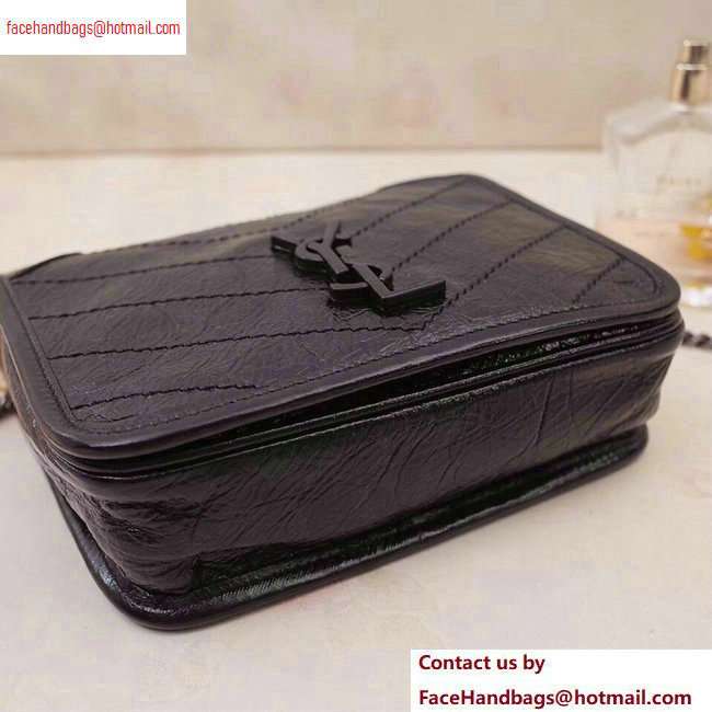 Saint Laurent Niki Chain Wallet Bag in Crinkled Vintage Leather 583103 Black - Click Image to Close