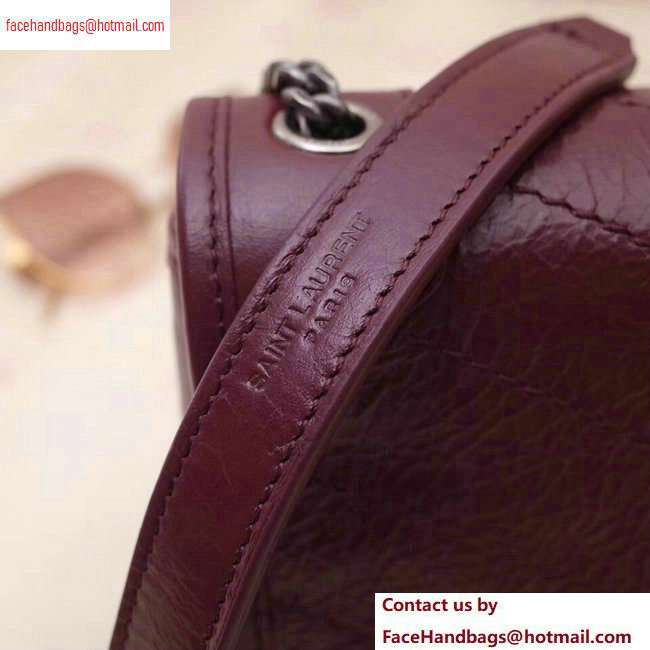 Saint Laurent Niki Chain Wallet Bag in Crinkled Vintage Leather 583103 Burgundy - Click Image to Close