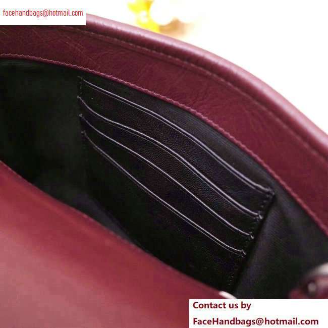 Saint Laurent Niki Chain Wallet Bag in Crinkled Vintage Leather 583103 Burgundy