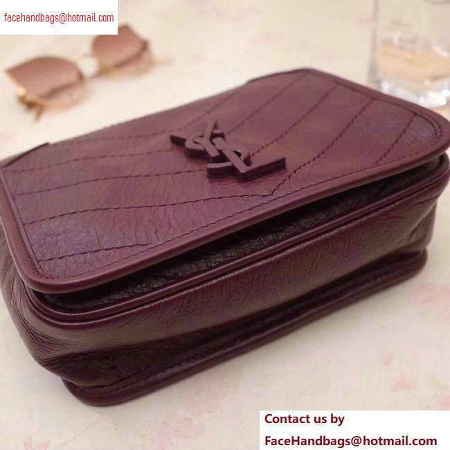 Saint Laurent Niki Chain Wallet Bag in Crinkled Vintage Leather 583103 Burgundy - Click Image to Close