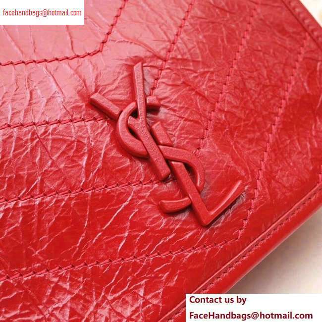Saint Laurent Niki Chain Wallet Bag in Crinkled Vintage Leather 583103 Red - Click Image to Close