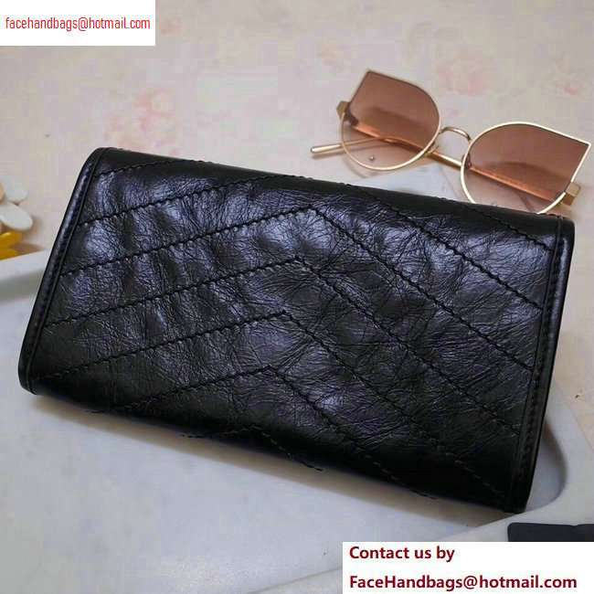 Saint Laurent Niki Large Wallet in Crinkled Vintage Leather 583552 Black