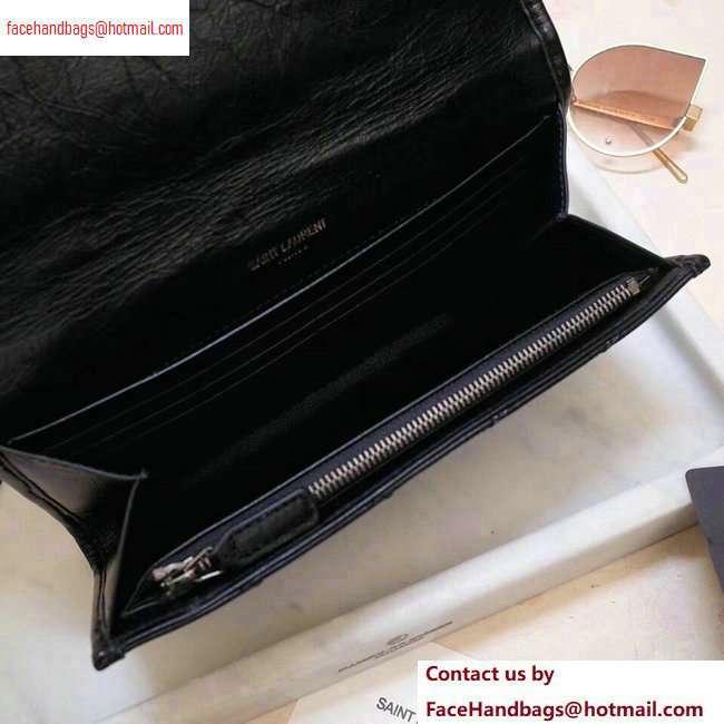 Saint Laurent Niki Large Wallet in Crinkled Vintage Leather 583552 Black - Click Image to Close