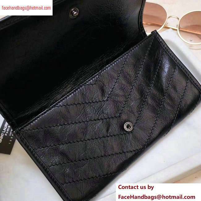 Saint Laurent Niki Large Wallet in Crinkled Vintage Leather 583552 Black