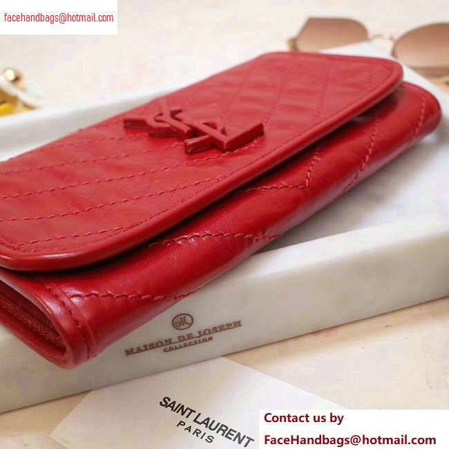 Saint Laurent Niki Large Wallet in Crinkled Vintage Leather 583552 Red