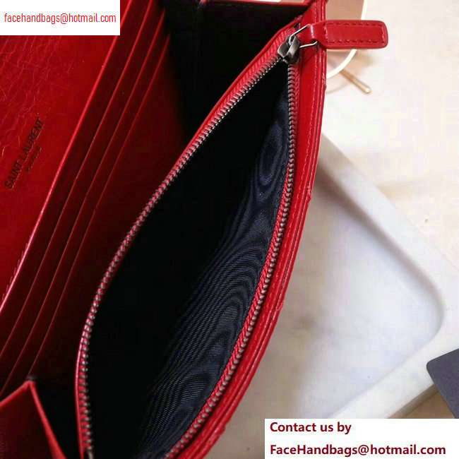Saint Laurent Niki Large Wallet in Crinkled Vintage Leather 583552 Red - Click Image to Close