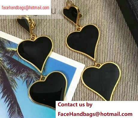 Saint Laurent Three-heart Earrings In Brass And Enamel 582549