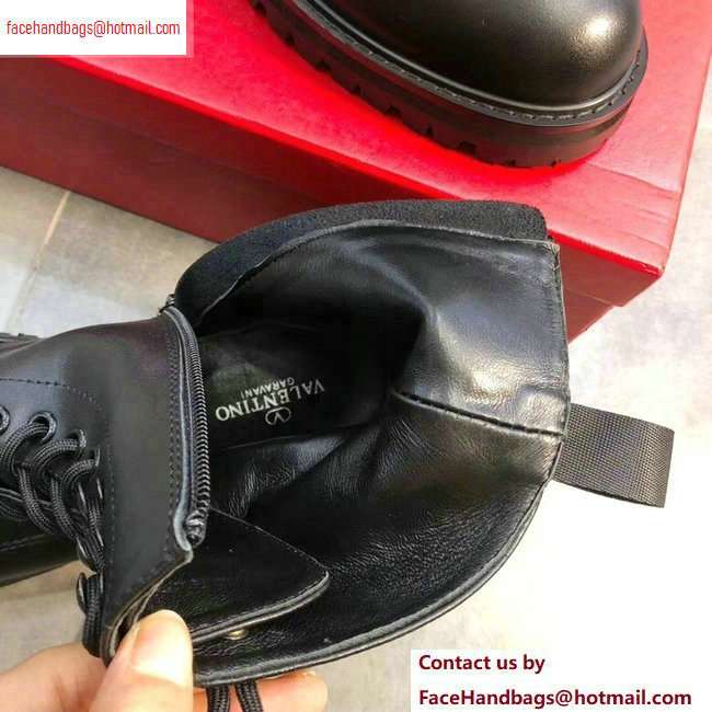 Valentino Lace-ups Combat Ankle Boots Black 2020 - Click Image to Close
