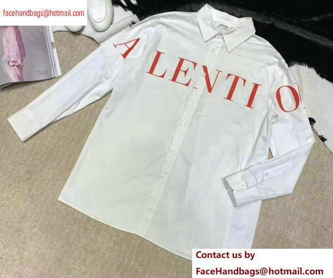Valentino Red Logo Print Shirt White 2020 - Click Image to Close