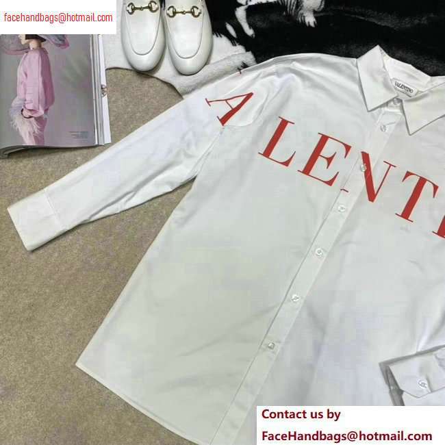 Valentino Red Logo Print Shirt White 2020 - Click Image to Close