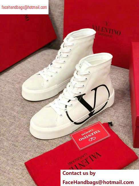 Valentino VLOGO Canvas Tricks High-top Sneakers White 2020 - Click Image to Close