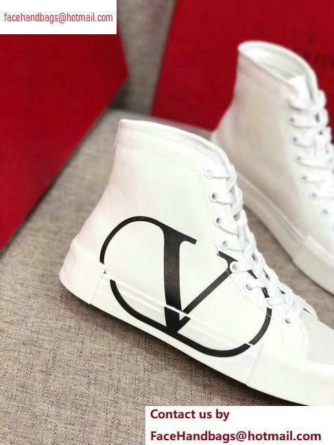 Valentino VLOGO Canvas Tricks High-top Sneakers White 2020 - Click Image to Close