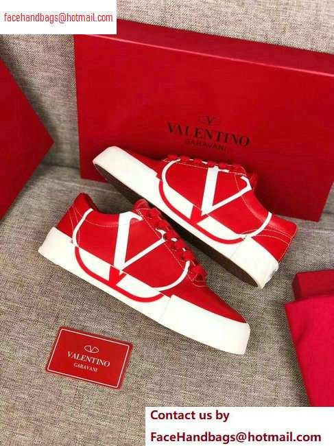 Valentino VLOGO Leather Tricks Low-top Sneakers Red 2020 - Click Image to Close