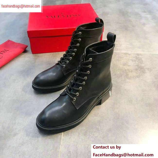 Valentino VLTN Heel Lace-ups Combat Ankle Boots Black 2020