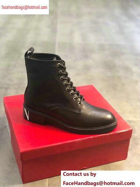Valentino VLTN Heel Lace-ups Combat Ankle Boots Black 2020 - Click Image to Close
