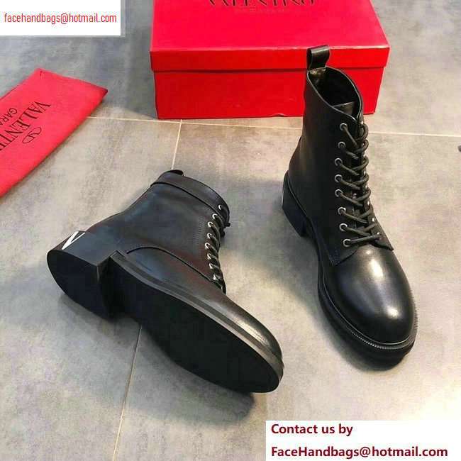 Valentino VLTN Heel Lace-ups Combat Ankle Boots Black 2020