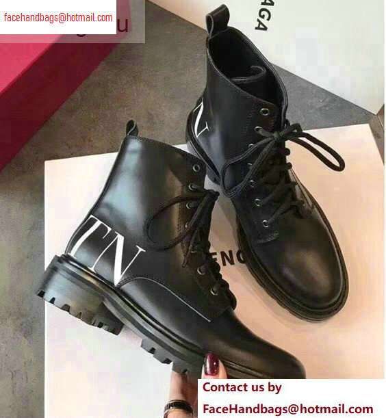 Valentino VLTN Lace-ups Combat Ankle Boots Black 2020 - Click Image to Close