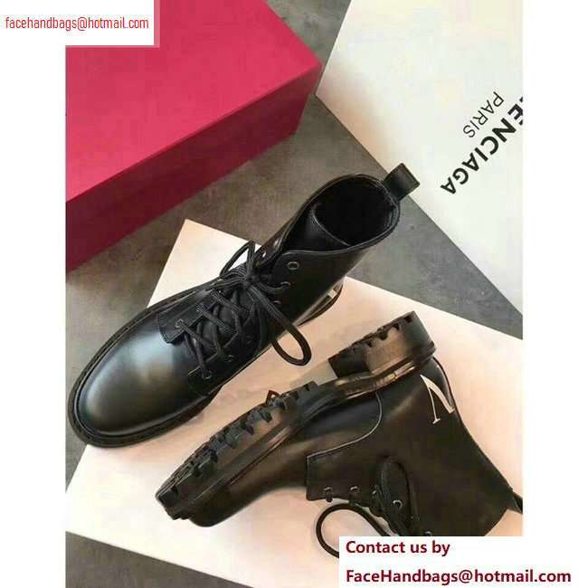 Valentino VLTN Lace-ups Combat Ankle Boots Black 2020 - Click Image to Close