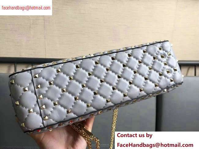 Valentino large Rockstud Spike Chain Bag 0123L Gray 2020 - Click Image to Close
