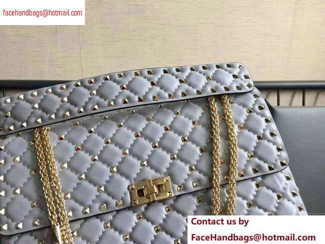 Valentino large Rockstud Spike Chain Bag 0123L Gray 2020 - Click Image to Close